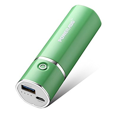 Poweradd Slim2 5000mAh Portable Charger Power Bank External Battery Pack for iPhone, iPad, Samsung and more-Green