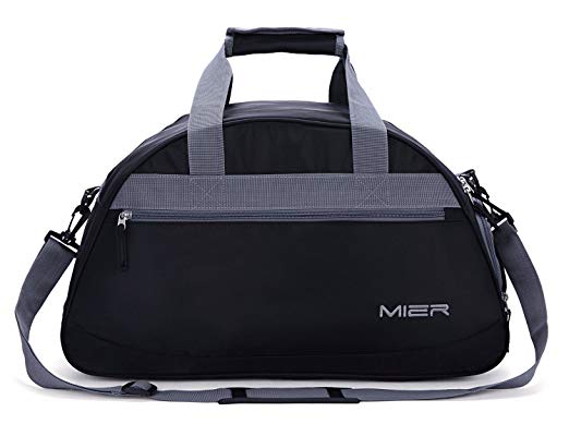 MIER Gym Bag Sports Holdall Weekend Travel Duffel Bag with Shoes Compartment for Women and Men, 2 Colors (Black)