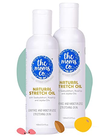 The Moms Co. Natural Stretch Oil, 7 in 1 Natural Bio Oil - Clinically Proven Formula - Australia-Certified Toxin-Free and Mineral-Oil-Free Elasticity Belly Oil 100 ml (Pack of 2 (100mlx2))