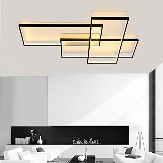 LightInTheBox Smart WiFi Ceiling Light Flush Mount Chandeliers 8000LM 90W Wall Lamp Lighting Fixture Smartphone Control Compatible with Amazon Alexa and Google Home (Black)