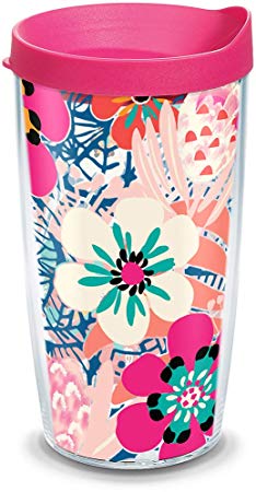 Tervis 1318923 Bright Wild Blooms Insulated Travel Tumbler with Wrap and Lid 16 oz - Tritan, Clear