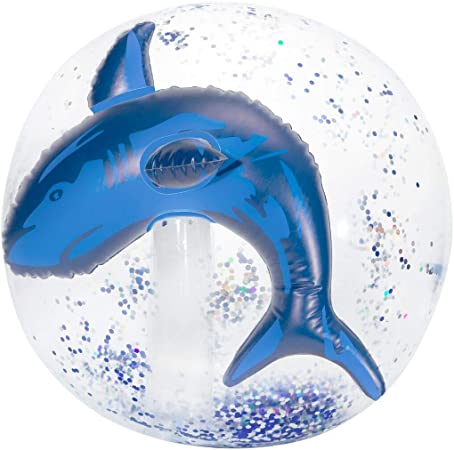 3C4G Shark 3-D Glitter Confetti Beach Ball