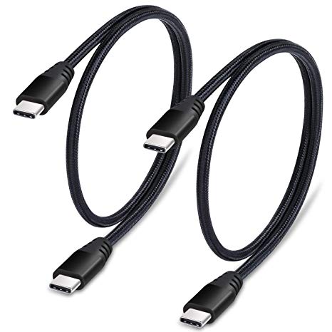 Besgoods 2-Pack 1.5ft Short Braided USB C to USB C 2.0 Cable - High Speed Type C to Type C Charger Cable Compatible Pixel 2XL/2, Nexus 6P 5X, Samsung Galaxy S10 S9 S8 Note 8 - Black