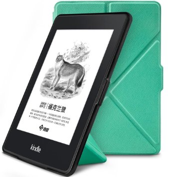 Ayotu Case for Kindle Paperwhite E-reader Auto Wake and Sleep Smart Protective Cover Folding Case, For 2014/2015 New Kindle Paperwhite 300 PPI Folding Series Stand Sleeve Protective K5-10 Mint Green