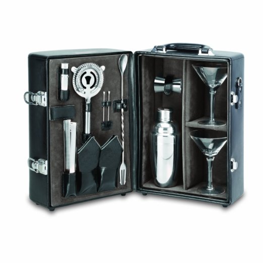 Picnic Time Manhattan Insulated Two-Bottle Cocktail Set, Black