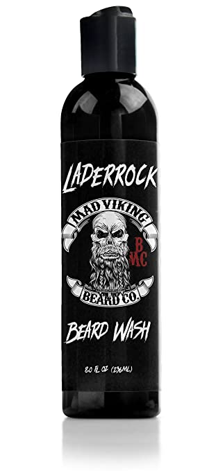 Mad Viking Beard Co. 8 Ounce Premium Laderrock Beard Wash with Provitamin B5, Deep Cleansing and Conditioning, All Natural, Improves Elasticity and Softness, Hydrates The Skin, Made in the USA