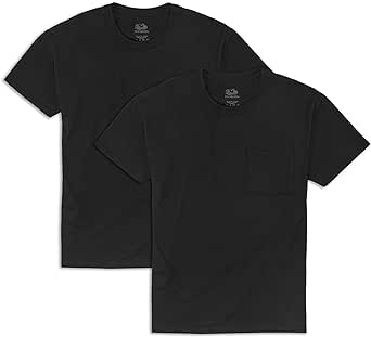 Fruit of the Loom Men's Eversoft Cotton Short Sleeve Pocket T-Shirts, Breathable & Tag Free