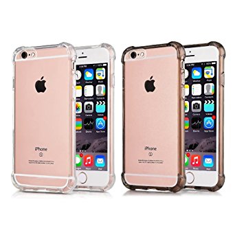 [2Pack]iPhone 6S Plus Case iPhone 6 Plus Case, CaseHQ Crystal Clear Enhanced Grip Protective Defender cover Soft TPU Shell Shock-Absorption Bumper Anti-Scratch Air Cushioned 4 Corners-clear black