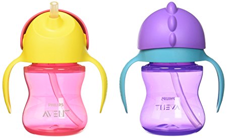 Philips Avent My Bendy Straw Cup, 7oz, 2pk, Pink/Purple, SCF790/22