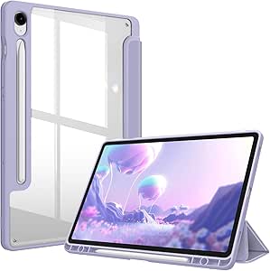 Fintie Hybrid Slim Case for Samsung Galaxy Tab S9 FE 5G 10.9 Inch/Galaxy Tab S9 11 Inch 2023 with S Pen Holder, Shockproof Cover with Clear Transparent Back Shell, Auto Wake/Sleep, Lilac Purple