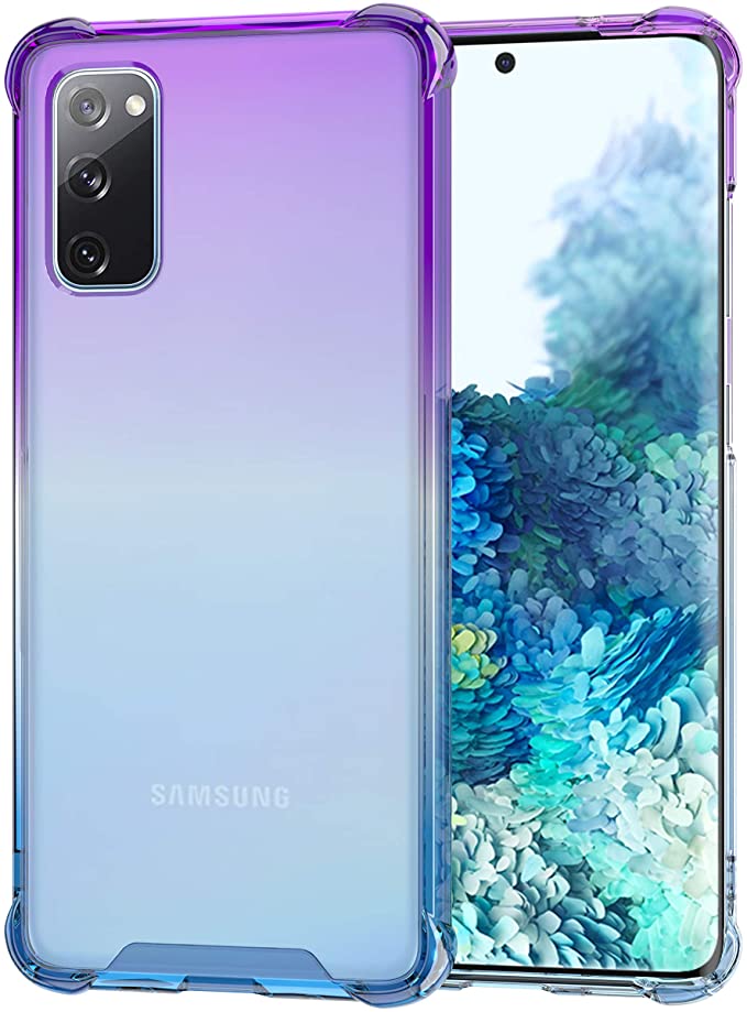BAISRKE Galaxy S20 FE Case,Hybrid Shock Absorption Protective Designed Phone Cover for Samsung Galaxy S20 FE 5G Case (2020) - Blue Purple Gradient