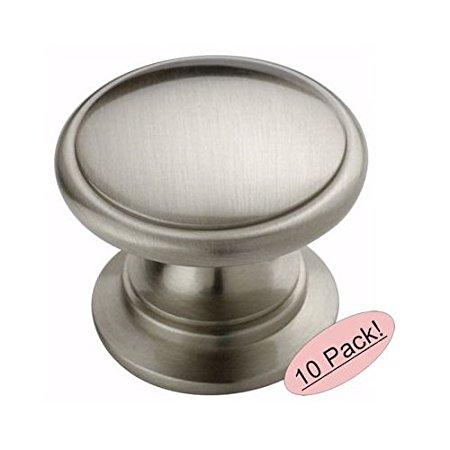 Amerock BP53012-G10 Satin Nickel Traditional Ring Cabinet Hardware Knob, 1-1/4 Inch Diameter - 10 Pack