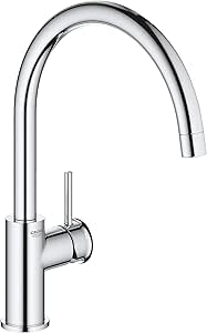 GROHE Robinet de cuisine évier Start, bec haut, rotation bec 360°, robinet installation et nettoyage facile, conduit sans plomb et nickel, chromé, 31553001 (Import Allemagne)