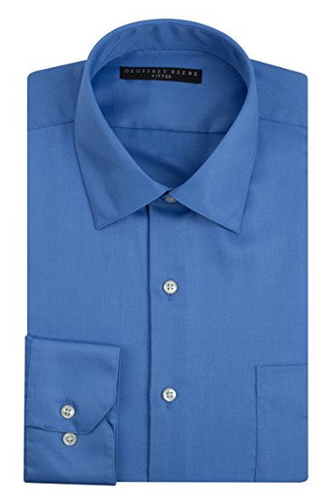 Geoffrey Beene Sateen Fitted Dress Shirt - Bluebird