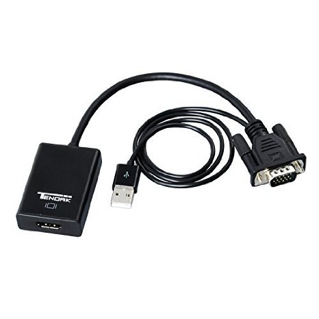 Tendak Full HD 1080P VGA to HDMI Cable Video Converter Adapter Supports USB Audio for Laptop Desktop