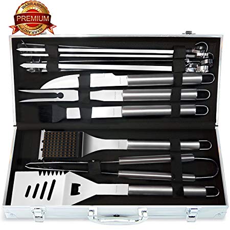 FiveHome BBQ Grill Tools Set 12-Piece XL Size Stainless-Steel BBQ Tool with Aluminum Case,Extra Thick & Rust Proof Design,Complete Outdoor Grilling Kit