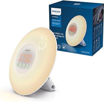 Philips Wake-up light for kids - Wake up to light - 2 Waking sounds (Natural and Yoga) - 4 Brightness levels - With FM Radio and snooze function - HF3503/01