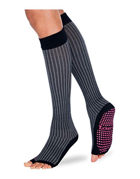 Tucketts Thigh Highs Knee High Yoga Socks, Toeless Long Socks for Pilates, Barre