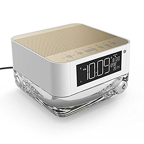 ELEGIANT Portable Night Light Bluetooth Speaker - Mini Wireless Alarm Clock LED Bass HiFi Speaker with Remote Control Support FM SD Card Built-in Mic for iPhone iPad Android Smartphone and Tablets