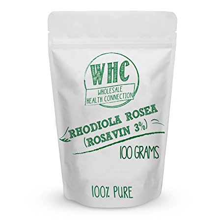 WHC Rhodiola Rosea (3% Rosavins) Powder 100g (250 Servings) | Pure Extract to Enhance Brain Power, Increase Energy, Reduce Fatigue & Relieve Stress
