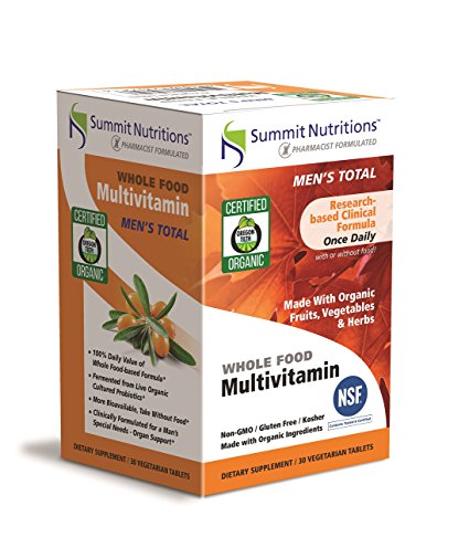 Summit Nutritions Organic Vegan Kosher Wholefood Multivitamins: Certified Organic: Non-GMO, Certified Kosher: Gluten Free: Total Organ Support: Once a Daily: Can be taken EMPTY STOMACH: MEN'S TOTAL