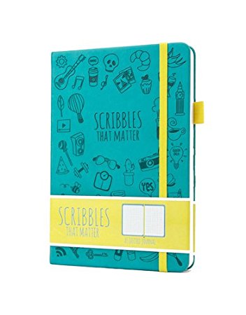 Scribbles That Matter (Iconic version) Square Grid Journal Notebook Diary A5 - Elastic Band - Beautiful Designer Cover - Premium Thick Paper (Teal)