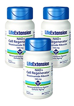 Life Extension NAD  Cell Regenerator Nicotinamide Riboside, 30 100mg Vegetarian Capsules - 3-Pak