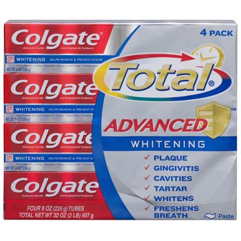 Colgate Total Advaned Whitening Toothpaste - 4 Tubes x 8 ounces per tube = 32 ounces