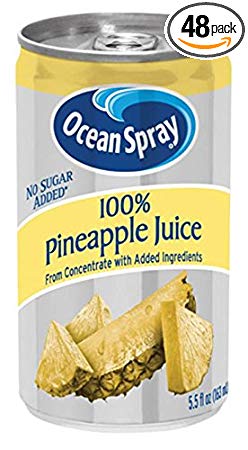Ocean Spray 100% Pineapple Juice,  5.5 Ounce Mini Cans (Pack of 48)
