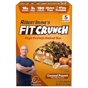 FIT-CRUNCH Caramel Peanut Low-Sugar, 6-Layer High Protein Baked Bar with 16g Protein