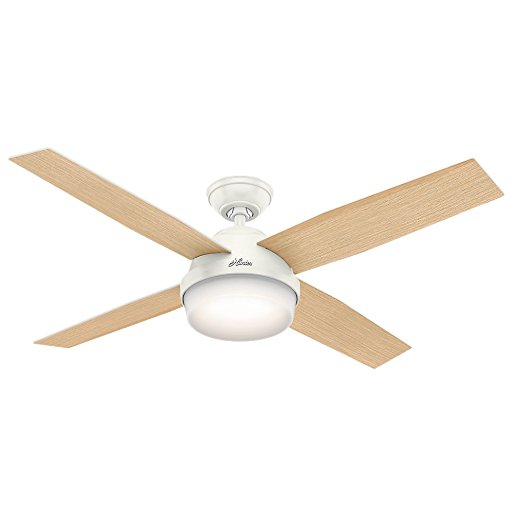 Hunter 59217 52" Dempsey Ceiling Fan with Light and Remote, Fresh White