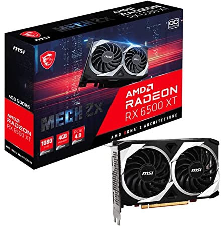 MSI Gaming AMD Radeon RX 6500 XT 64-bit 4GB GDDR6 DP/HDMI PCIe 4 Torx Twin Fans FreeSync DirectX 12 VR Ready OC Graphics Card (RX 6500 XT MECH 2X 4G OC)