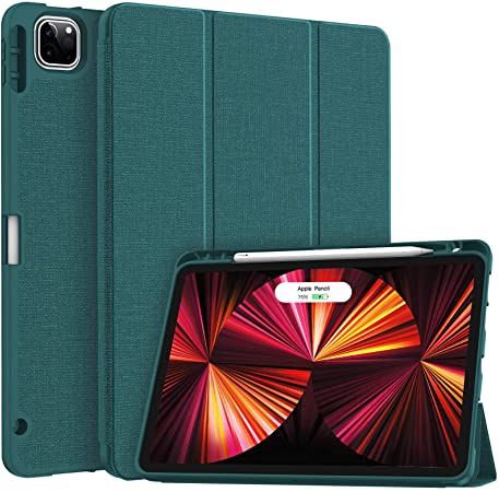 Soke New iPad Pro 11 Case 2021 with Pencil Holder - [Full Body Protection   2nd Gen Apple Pencil Charging   Auto Wake/Sleep], Soft TPU Back Cover for 2021 iPad Pro 11 inch(Teal)