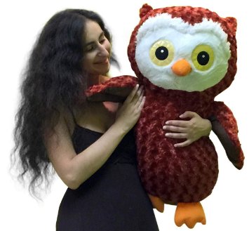 Big Stuffed Owl 28 Inches Premium Quality Brown Color Soft Plush Embroidered Eyes