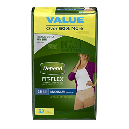 Depend FIT-FLEX Incontinence Underwear for Women, Maximum Absorbency, S/M
