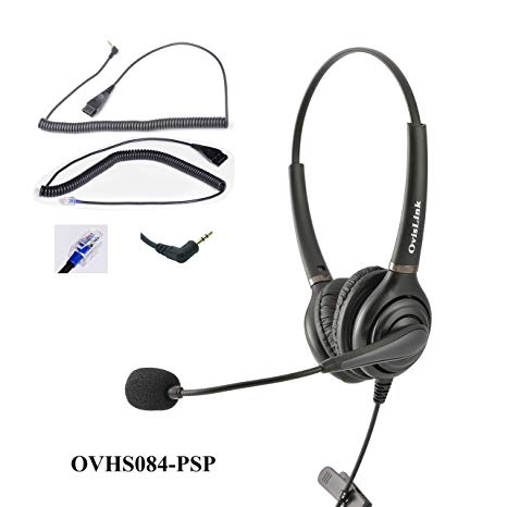Polycom SoundPoint and Allworx IP Phones Dual Ear Call Center Headset