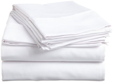 rajlinen Luxury 600-Thread-Count Sateen King Sheet Set, White Solid 15 Inch deep pocket (1 Flat sheet , 1 Fitted sheet & 2 Pillow case)