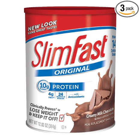 Slim Fast Original, Meal Replacement Shake Mix, Creamy Milk Chocolate, 12.83 Ounce (Pack of 3)