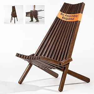 IDZO Elina FSC Eucalyptus Tamarack Chair, 300Lbs Capacity Modern Adirondack Style, Wooden Folding Seat, for Fire Pit Outdoor & Indoor - Cinnamon, Single