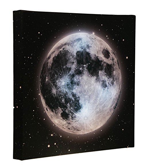 Light Up Canvas Wall Art by Clever Creations | Moon in Starry Night Sky Wall Art with LEDs | 12" x 12" Perfect Size for Home, Living Room, Office or Classroom | Battery Powered