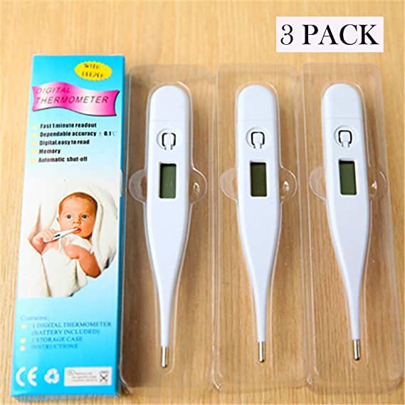 Best LCD Digital Thermometer, Household Waterproof Oral Cavity, Rectum, Armpit Thermometer for Baby, Child and Adult, High Precision Thermometer for Fever, Accurate and Fast Readings (3pcs)