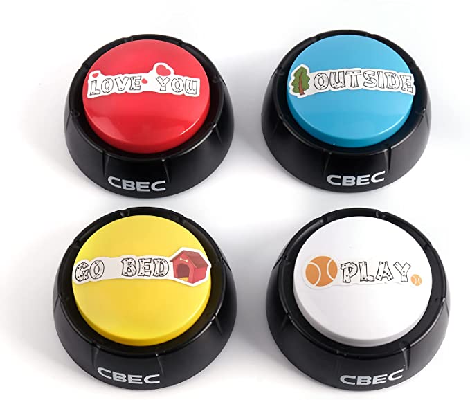 CBEC Talking Pet Starter Set, Dog Talking Buttons Customized Sound, 4 Dog Recordable Training Buzzers Teach Your Dogs How to Talk for Communication