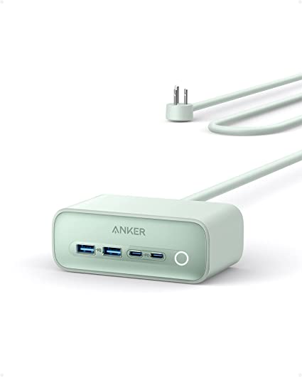 Anker 525 Charging Station, 7-in-1 USB C Power Strip for iphone13/14, 5ft Extension Cord with 3AC,2USB A,2USB C,Max 65W Power Delivery Desktop Accessory for MacBook Pro, Home, Office (Natural Green)