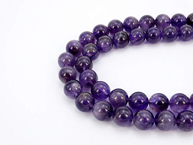 jennysun2010 Natural Amethyst Gemstone 8mm Smooth Round Loose 50pcs Beads 1 Strand for Bracelet Necklace Earrings Jewelry Making Crafts Design Healing