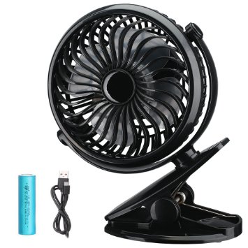 Homasy Battery Operated Clip on Fan, Mini Desk Fan Portable Fan for Baby Stroller Table Home Office, Powered by Rechargeable Battery(Included) or USB