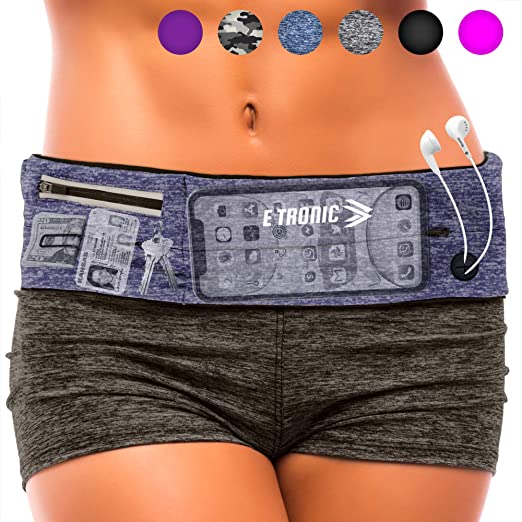 Running Belt Best Waist Pack: Fanny Pouch Waistband Case Holds All Cell Phones Sports Fitness Holder Bag fits Women Men Mom Gifts Her Runners with Resistant Zipper Pocket All Waists