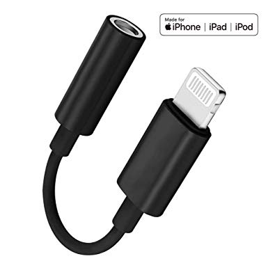 [Apple MFi Certified] Lightning to 3.5 mm Headphone Jack Adapter Compatible with iPhone 8/8 Plus/X/Xr/Xs/7/7 Plus, Music Control & Calling Function Supported,Support iOS 11,10.3 and More – White
