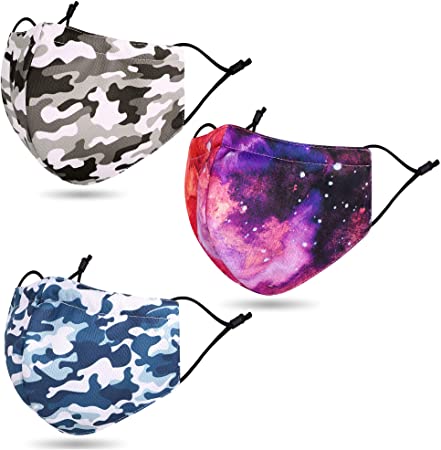 Lullaby 3 Pack Madks Unisex Washable Reusable Face Madks Camo Blue/Green