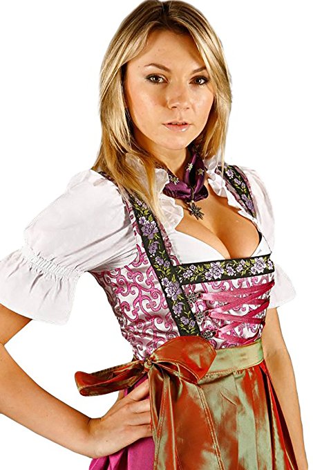 Authentic bavarian Trachten mini Dirndl dress 3-pieces with apron and blouse