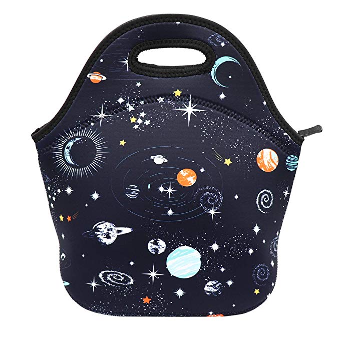 Neoprene Lunch Bag Insulated Lunch Box Tote for Kids Teens Boys Teenage Girls Toddlers Women Men Adult (Space)